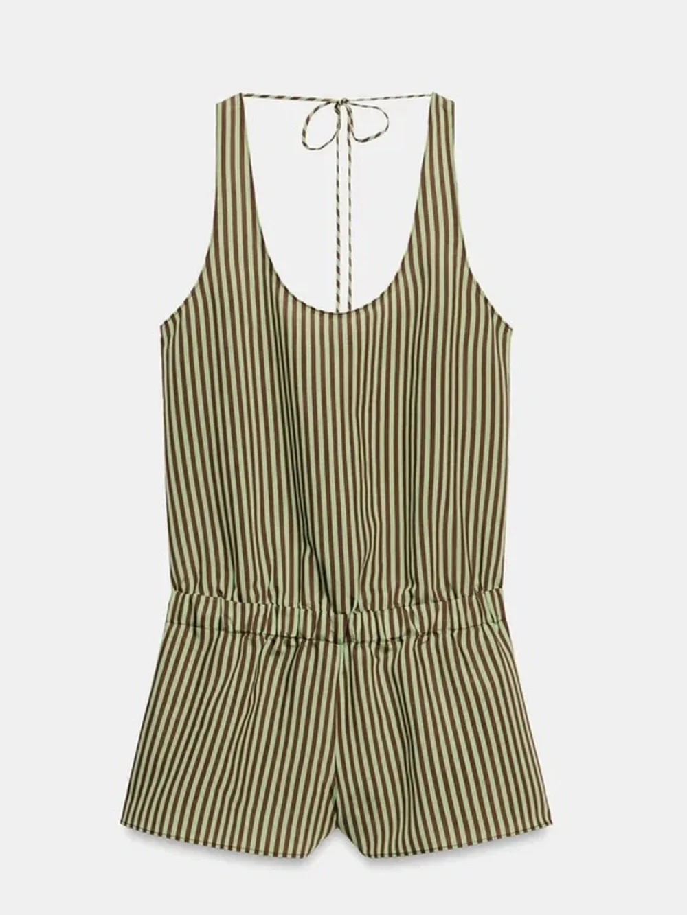 Zara Green and Brown Striped Summer Romper. POP